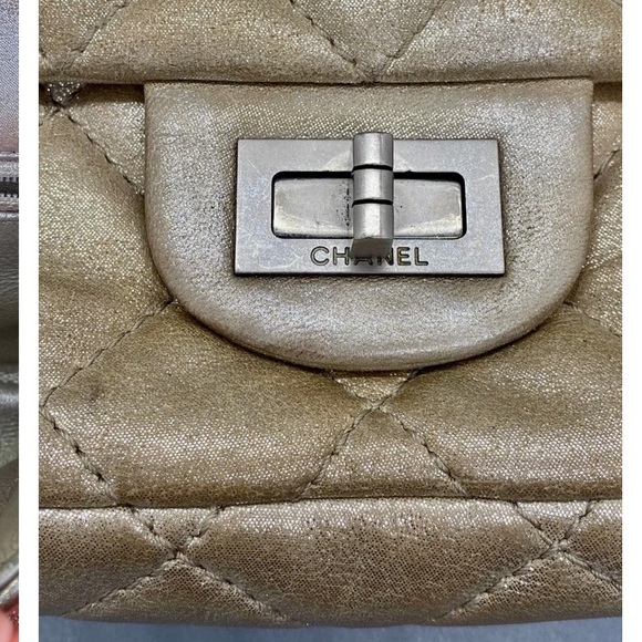 Chanel CHANEL SILVER GOLD LEATHER ROLL HANDLE REISSUE CLUTCH - Picture 3 of 10